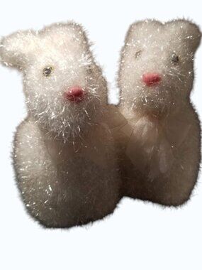 Vintage Tinsel Bunny Rabbits, Set of 2 Spring Easter Bunnies